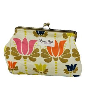 Primrose‎ Hill London Makeup Bag / Clutch With Kiss Lock Closure Yellow Floral